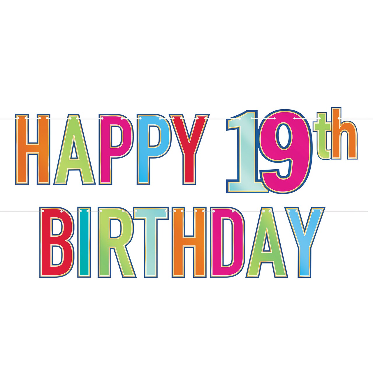 Beistle 7½in. x 5Feet Foil Happy 19th Birthday Streamer - 12 Pack